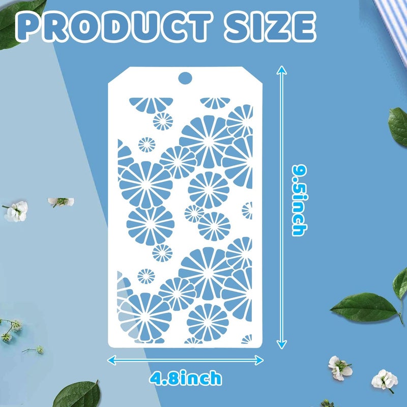Resflyar 12 PCS 9.5 x 4.8 Inch Texture Stencils, Wood Grain Honeycomb Templates for Crafts, Numbers Flowers Stencils Set for Rock Wood Canvas Painting Furniture Card Tile Home DIY Art Craft Decoration - Image 2